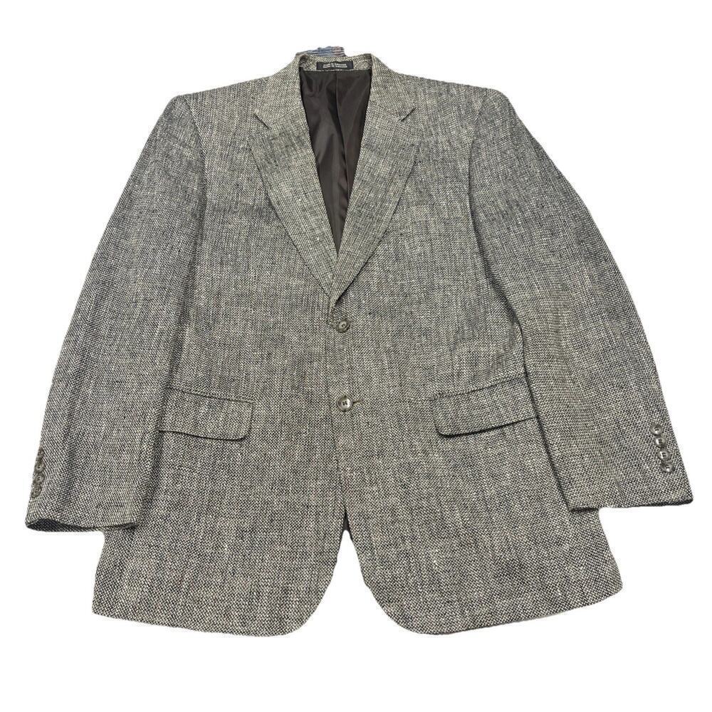 Vintage Towncraft Silk Tweed Blazer Sports Jacket Black Gray Size 40L Preppy
